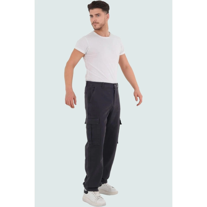 Erkek Modern Straight Fit Kargo Pantolon Pamuk Gabardin Kumaş Günlük Stil Kaliteli Malzeme