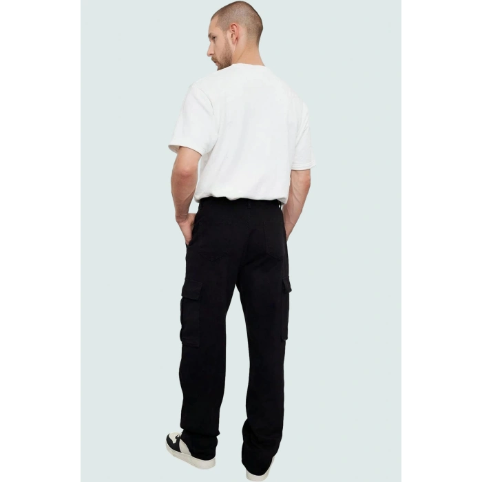 Erkek Modern Straight Fit Kargo Pantolon Pamuk Gabardin Kumaş Günlük Stil Kaliteli Malzeme