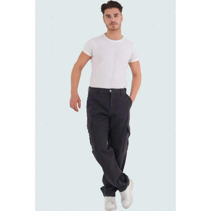 Erkek Modern Straight Fit Kargo Pantolon Pamuk Gabardin Kumaş Günlük Stil Kaliteli Malzeme
