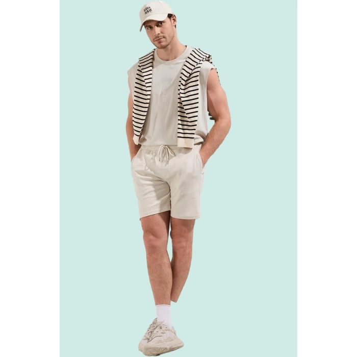 Erkek Örme Şort Boru Paça Normal Bel Yaz Aylarının Rahatlığı Günlük Kullanım Modern Tasarım