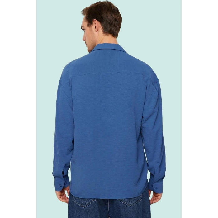 Erkek Oversize Apaş Yaka Uzun Kollu Gömlek Basic Siluet Günlük Kullanım Yaz Aylarının Vazgeçilmezi