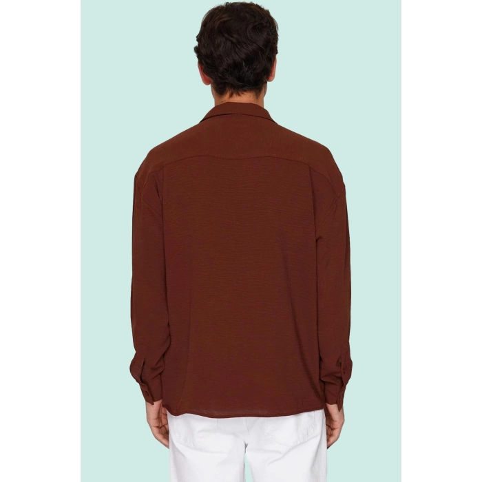 Erkek Oversize Apaş Yaka Uzun Kollu Gömlek Basic Siluet Günlük Kullanım Yaz Aylarının Vazgeçilmezi