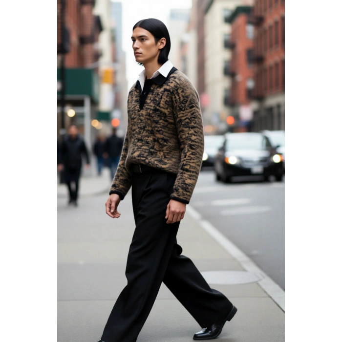 Erkek Oversize Basic Triko Kazak Polo Yakasıyla Soğuklarda Şık ve Rahat Bir Deneyim Sunar Kaliteli