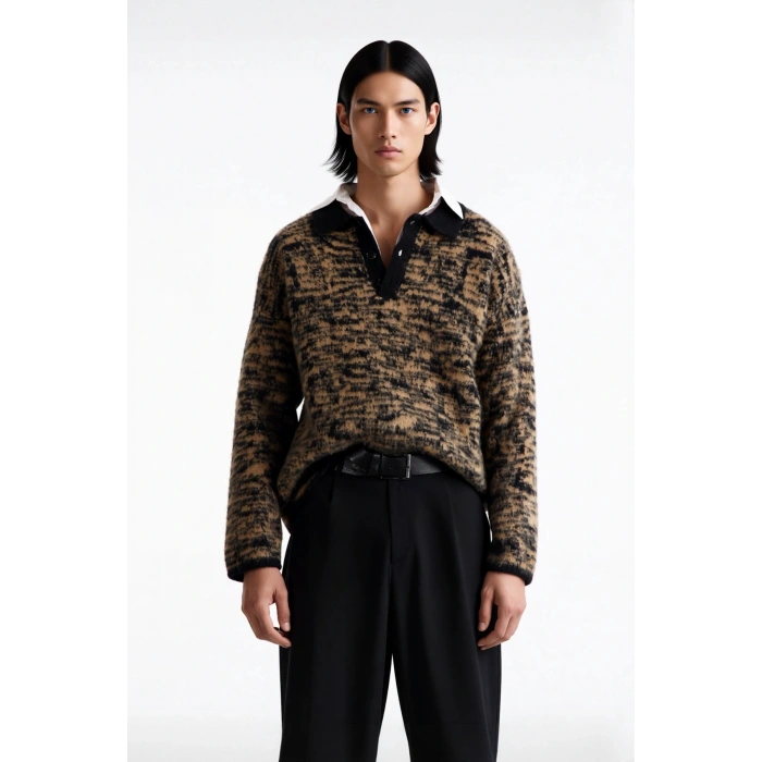 Erkek Oversize Basic Triko Kazak Polo Yakasıyla Soğuklarda Şık ve Rahat Bir Deneyim Sunar Kaliteli