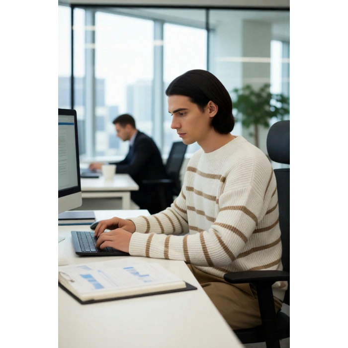 Erkek Oversize Bisiklet Yaka Çizgili Selanik Dokuma Kalın Akrilik Kışlık Kazak Konforlu Stil