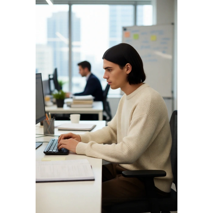 Erkek Oversize Kalıp Bisiklet Yaka Basic Selanik Dokulu Kalın Triko Kazak Kışlık Günlük Giyim İçin