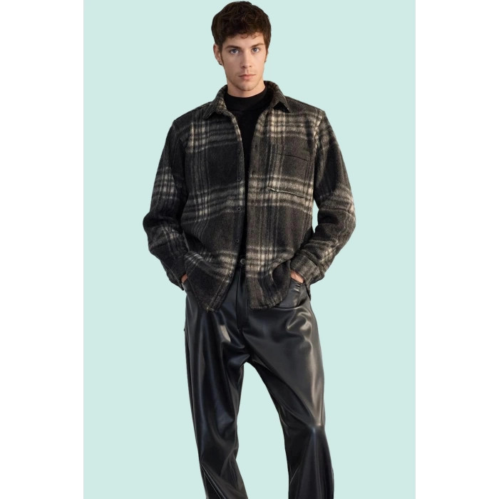 Erkek Oversize Kışlık Kareli Oduncu Gömlek Ceket Uzun Kol Flanel Günlük Yaz Aylarının Vazgeçilmezi