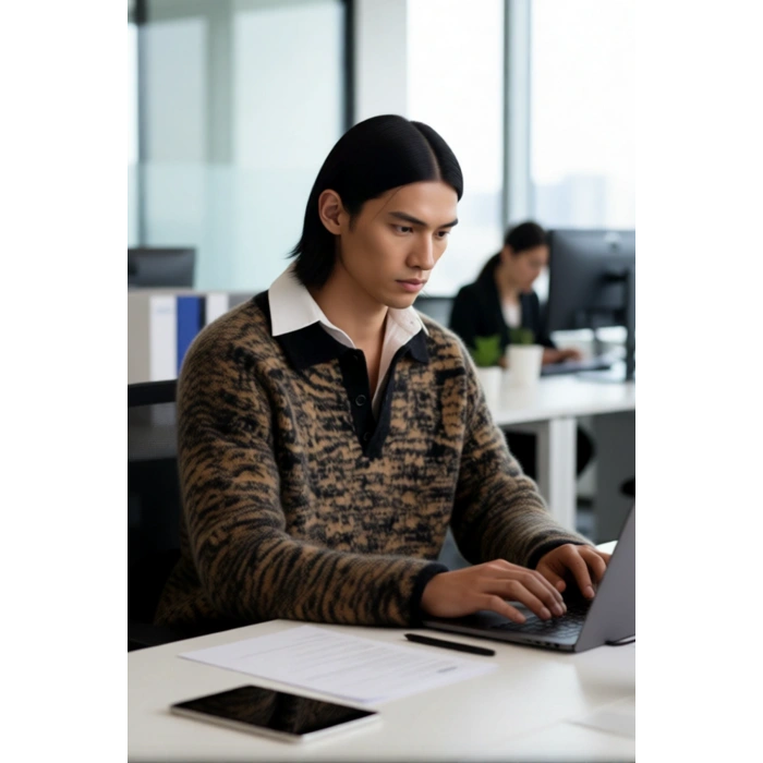 Erkek Oversize Polo Yaka Desenli Triko Kazak Rahat Dokusuyla Kış Aylarının Vazgeçilmezi Oldu