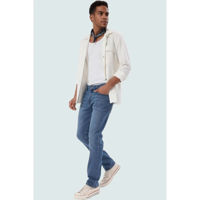 Erkek Pamuk Denim Jean Pantolon Regular Fit Boru Paça Günlük Stil Yaz Aylarının Vazgeçilmezi