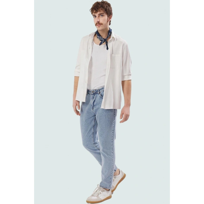 Erkek Pamuk Denim Kot Pantolon Renk Dar Paça Günlük Stil Hafta Sonu Yaz Aylarının Vazgeçilmezi