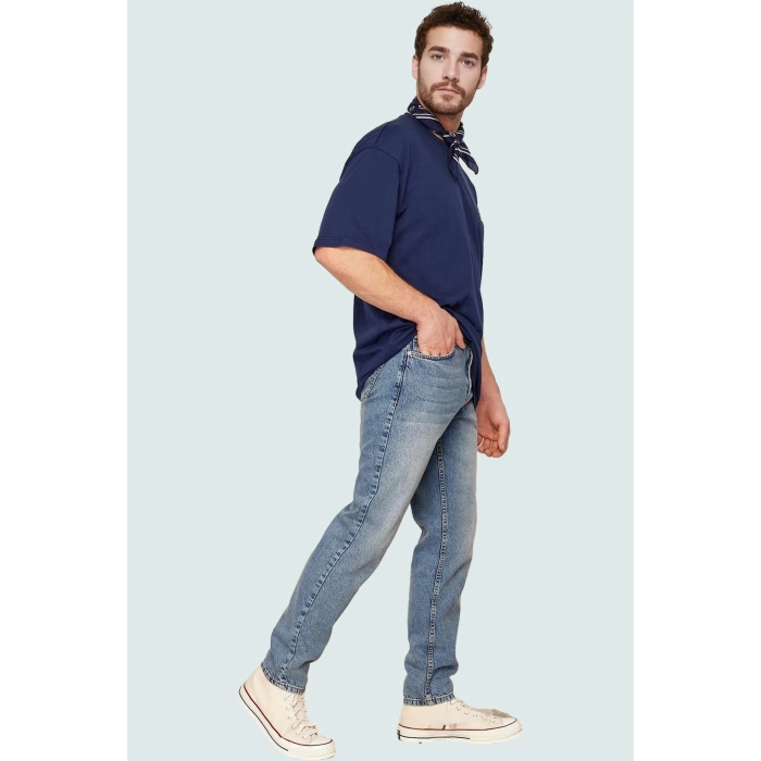 Erkek Pamuk Denim Pantolon Dar Paça Normal Bel Rahat Günlük Stil Yaz Aylarının Vazgeçilmezi