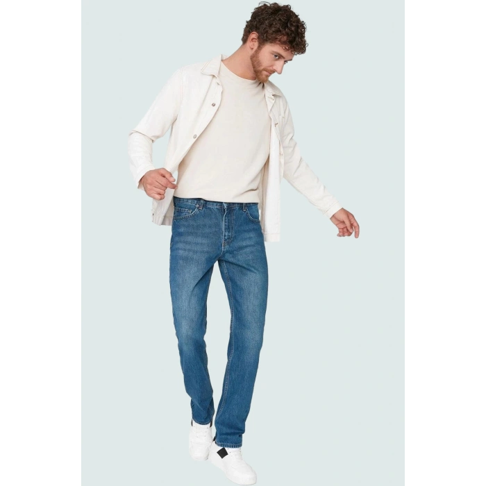 Erkek Pamuk Denim Pantolon Yüksek Bel Uzun Boy Casual Stil Günlük Kullanım Kaliteli Malzeme
