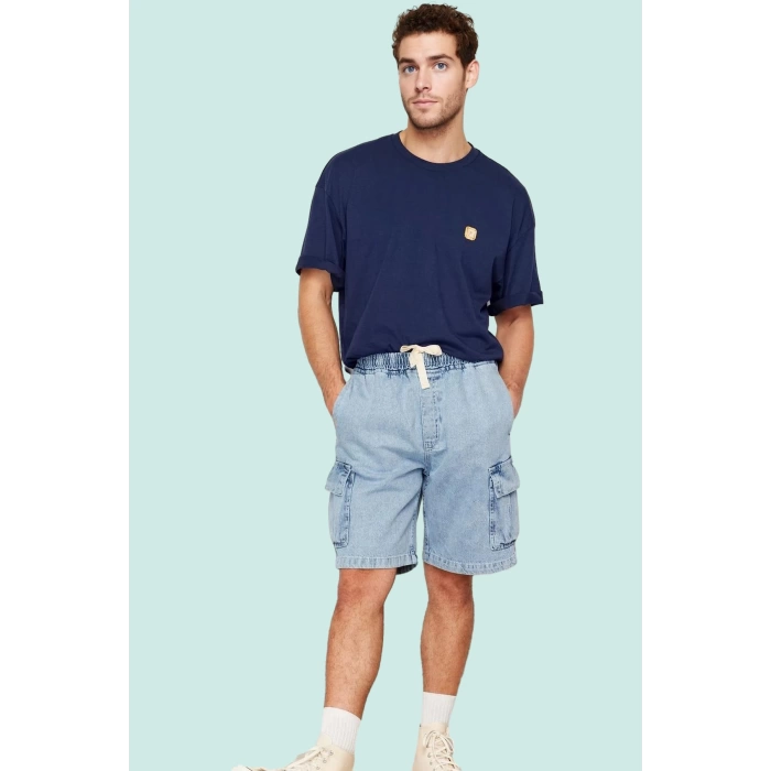 Erkek Pamuk Denim Şort Renk Normal Bel Geniş Paça Casual Stil Yaz Günlük Kullanım Hafta Sonu