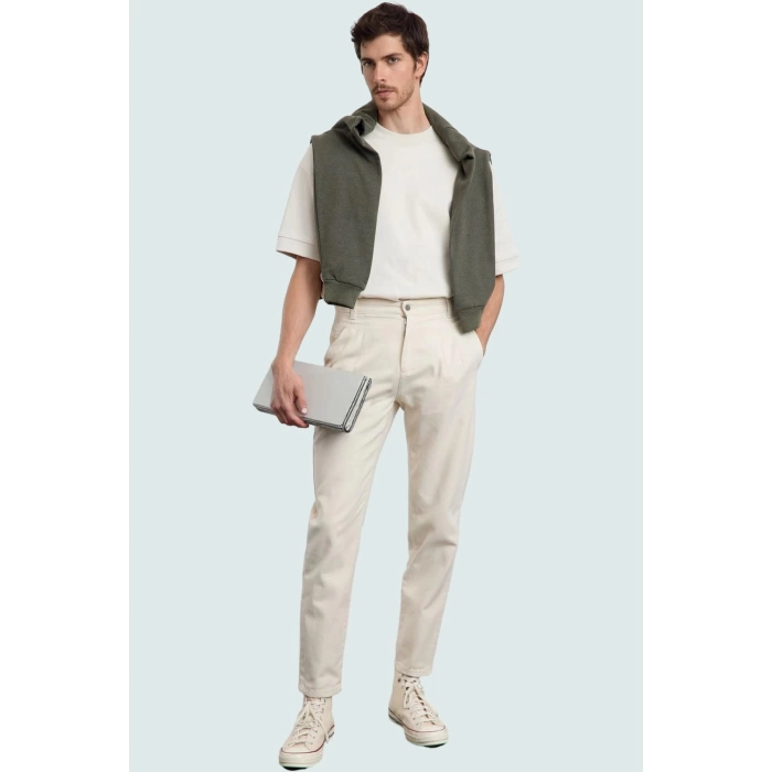 Erkek Pamuk Gabardin Dokuma Pantolon Regular Fit Günlük Kullanım Yaz Aylarının Vazgeçilmezi