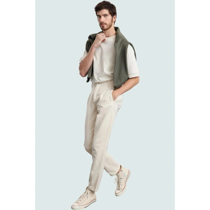Erkek Pamuk Gabardin Dokuma Pantolon Regular Fit Günlük Kullanım Yaz Aylarının Vazgeçilmezi