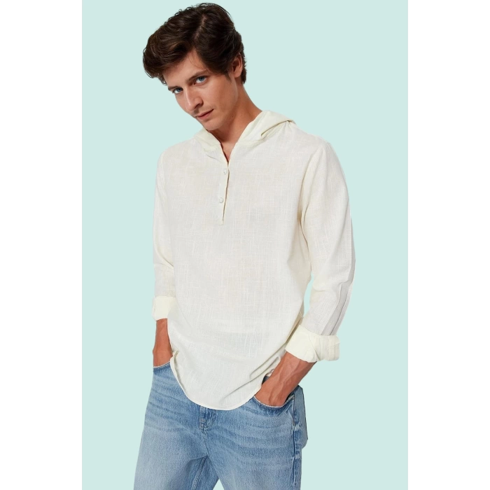 Erkek Pamuk Regular Fit Gömlek; Kapüşonlu Fermuarlı Günlük Stil Yaz Aylarının Vazgeçilmezi