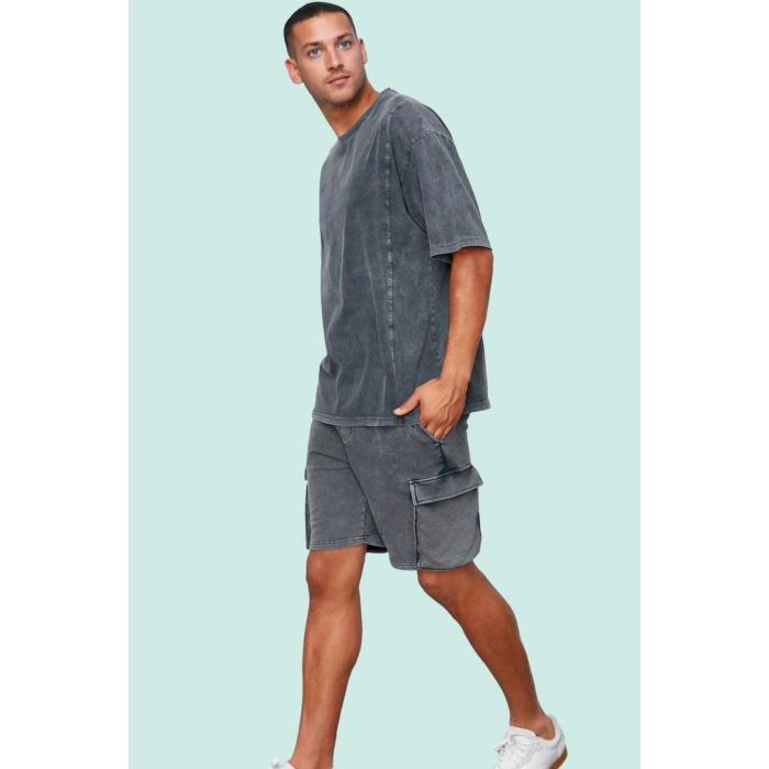 Erkek Pamuklu Dar Paça Şort Yıkamalı Casual Günlük Stil Hafta Sonu Yaz Aylarının Vazgeçilmezi