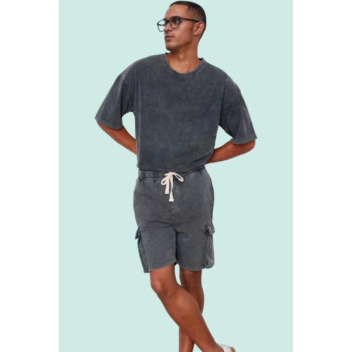Erkek Pamuklu Dar Paça Şort Yıkamalı Casual Günlük Stil Hafta Sonu Yaz Aylarının Vazgeçilmezi