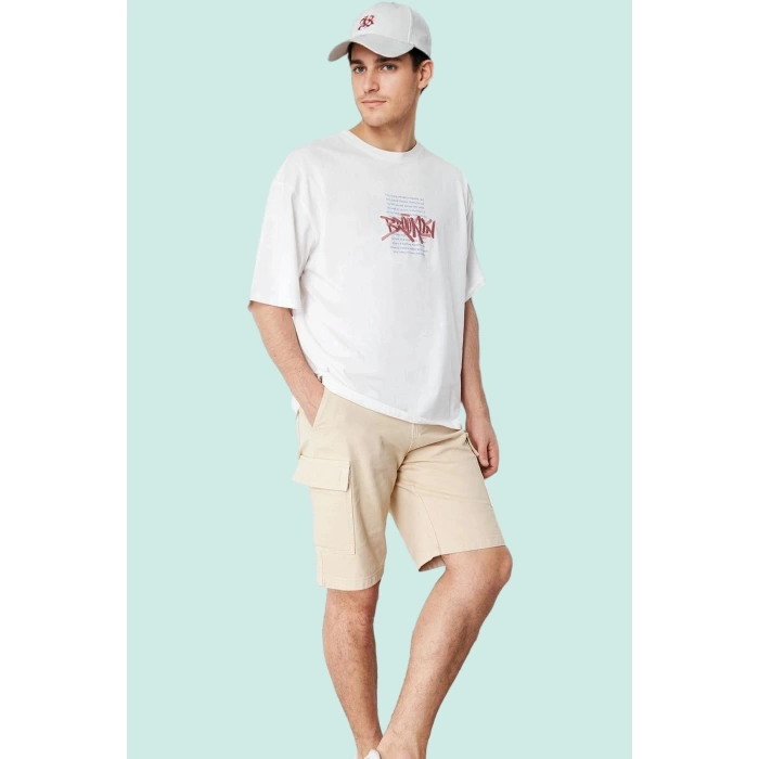Erkek Pamuklu Denim Şort Rahat Geniş Paça Kısa Boy Günlük Kullanım İçin Ideal Modern Tasarım