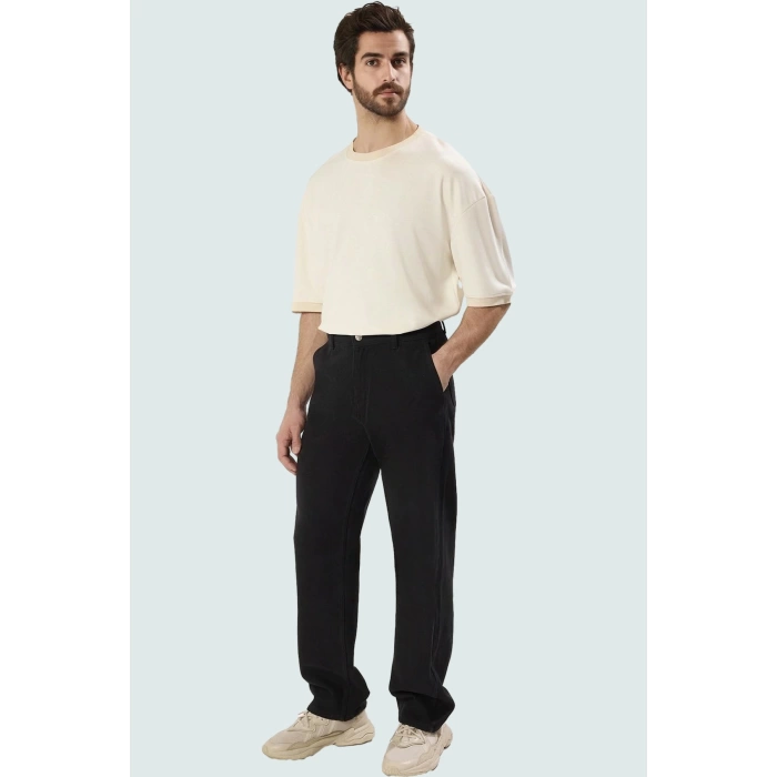 Erkek Pamuklu Gabardin Pantolon Wide Leg Rahat Kesim Günlük Stil Yaz Aylarının Vazgeçilmezi