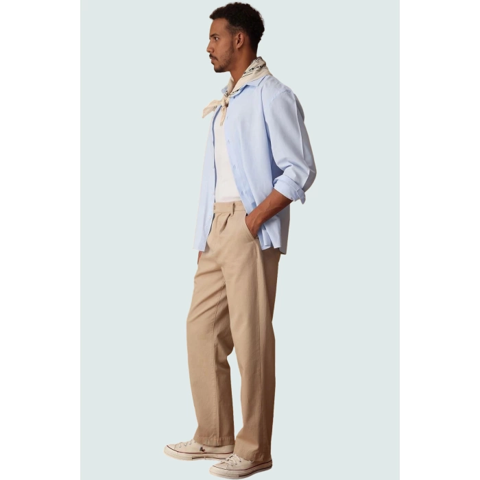 Erkek Pamuklu Geniş Paça Uzun Pantolon Casual ve Rahat Bir Stil Yaz Aylarının Vazgeçilmezi