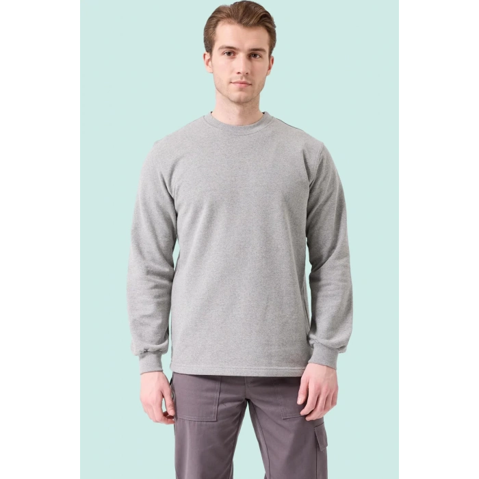 Erkek Pamuklu Sweatshirt Kışlık ISG Üniforması Herba Basic Rahat Kesim Günlük İş Kullanımı