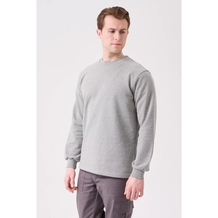 Erkek Pamuklu Sweatshirt Kışlık ISG Üniforması Herba Basic Rahat Kesim Günlük İş Kullanımı