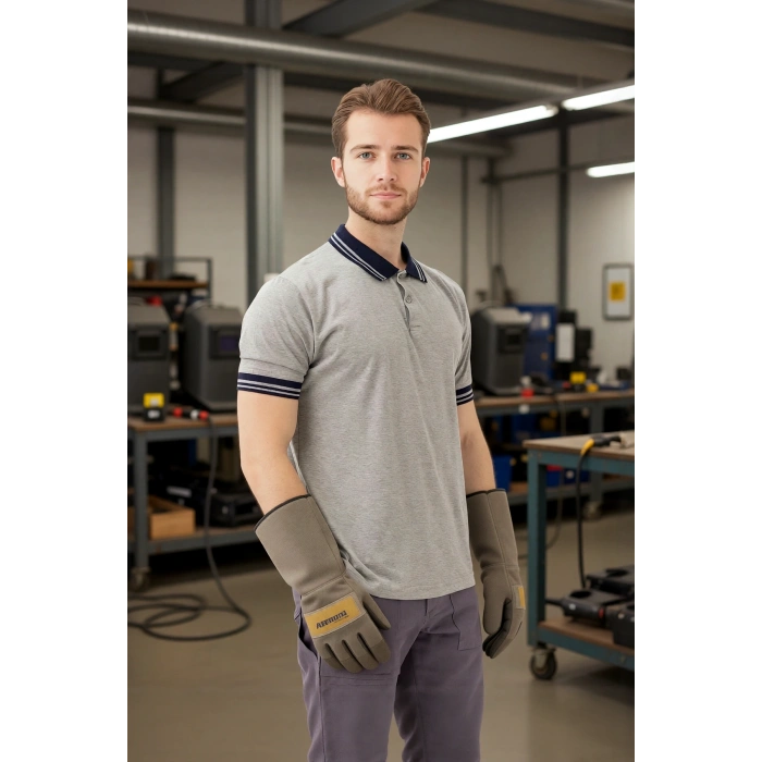 Erkek Polo Tişört İş Güvenliği Üniforması Hornet Şeritli Yaka Kol Detaylı Şık Tasarım