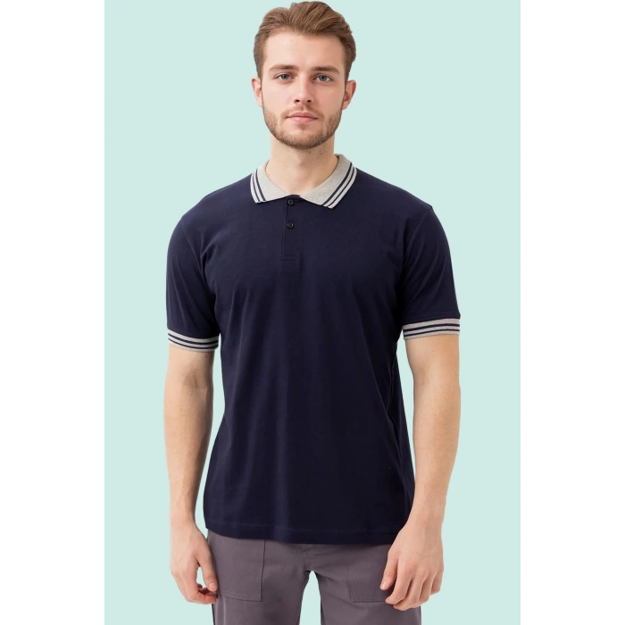 Erkek Polo Tişört İş Güvenliği Üniforması Hornet Şeritli Yaka Kol Detaylı Şık Tasarım