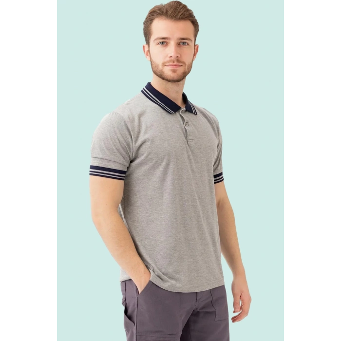 Erkek Polo Tişört İş Güvenliği Üniforması Hornet Şeritli Yaka Kol Detaylı Şık Tasarım