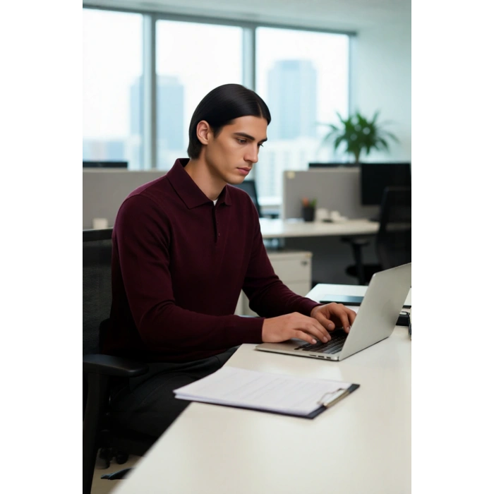 Erkek Polo Yaka Düğmeli Triko Kazak Fitted Kalıp Uzun Kol Soğuk Havalarda Şık Seçenek Kaliteli