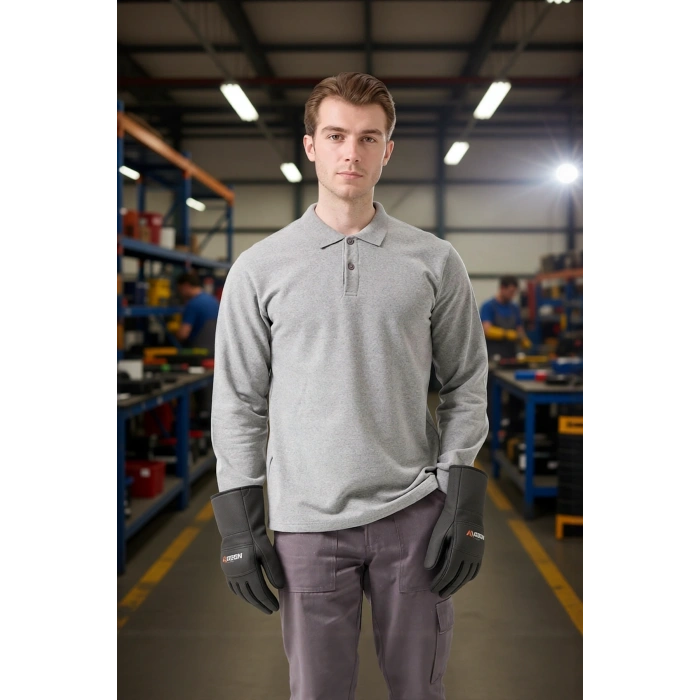 Erkek Polo Yaka Uzun Kollu Sweatshirt Herba Sweat Pamuklu İş Günlük İçin