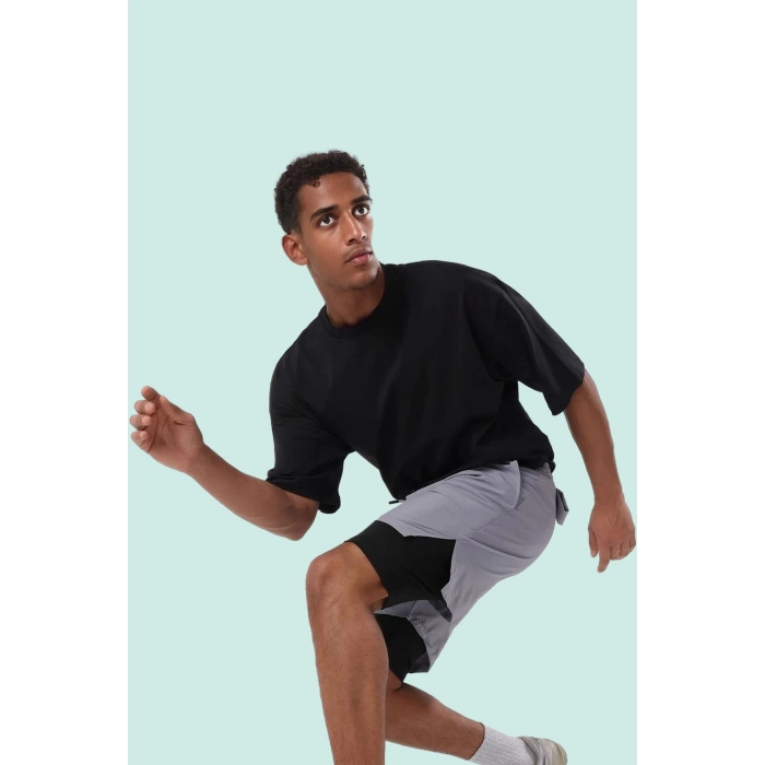 Erkek Polyester Micro Dokuma Şort Normal Bel Kısa Boy Straight Siluet Günlük Kullanım İçin Rahat