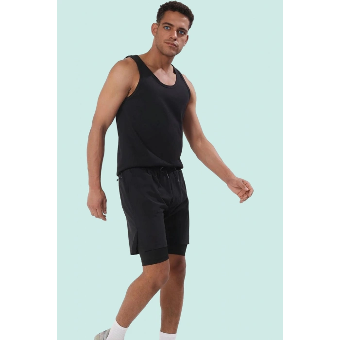 Erkek Polyester Micro Dokuma Şort Normal Bel Kısa Boy Straight Siluet Günlük Kullanım İçin Rahat