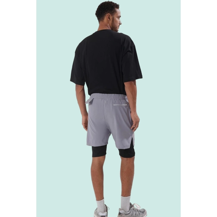 Erkek Polyester Micro Dokuma Şort Normal Bel Kısa Boy Straight Siluet Günlük Kullanım İçin Rahat