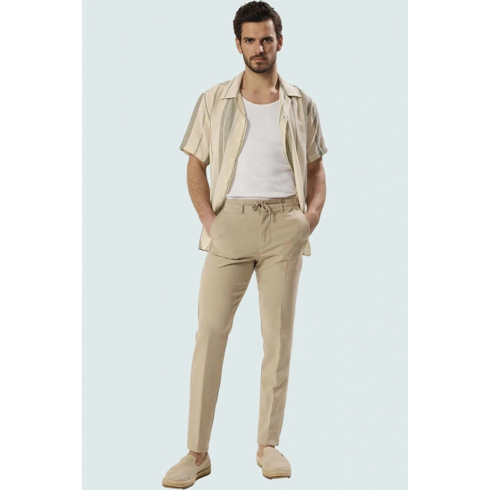 Erkek Regular Boy Slim Fit Cigarette Kalıp Pantolon Günlük Stil Yaz Aylarının Vazgeçilmezi