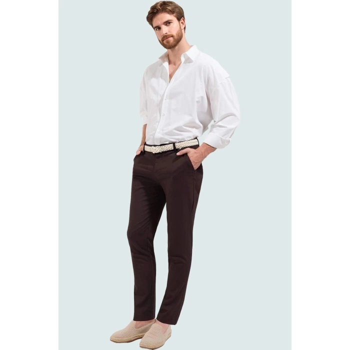 Erkek Regular Chino Pantolon Renk Slim Fit İtalyan Kesim Boru Paça İş Ve Günlük Hafta Sonu