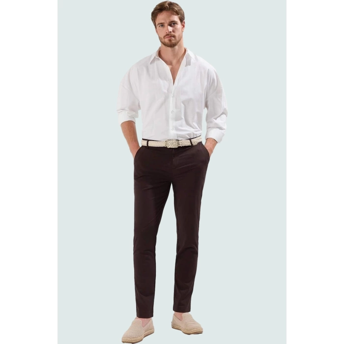 Erkek Regular Chino Pantolon Renk Slim Fit İtalyan Kesim Boru Paça İş Ve Günlük Hafta Sonu