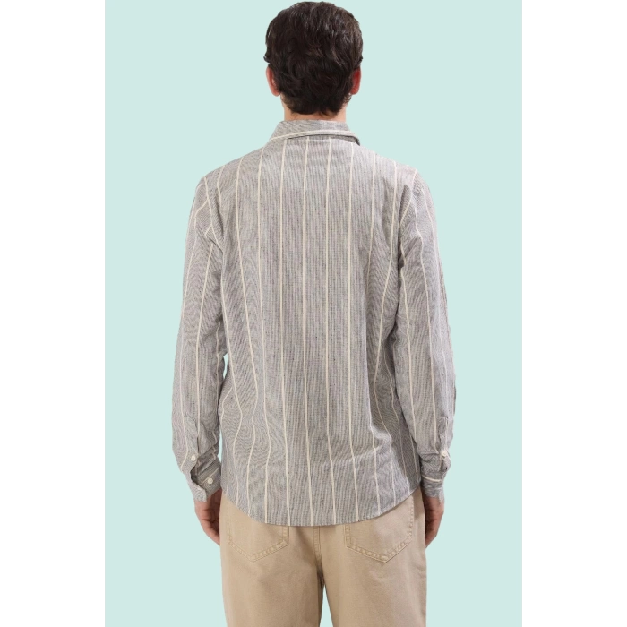 Erkek Regular Fit Çizgili Uzun Kollu Gömlek Pamuk Günlük Kullanım İçin Yaz Aylarının Vazgeçilmezi