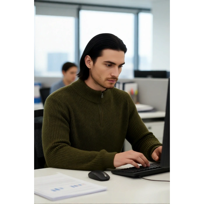 Erkek Regular Fit Düz Fermuarlı Dik Yaka Triko Kazak Kışlık Soğuk Hava Şıklığı İçin Mükemmel Seçim.