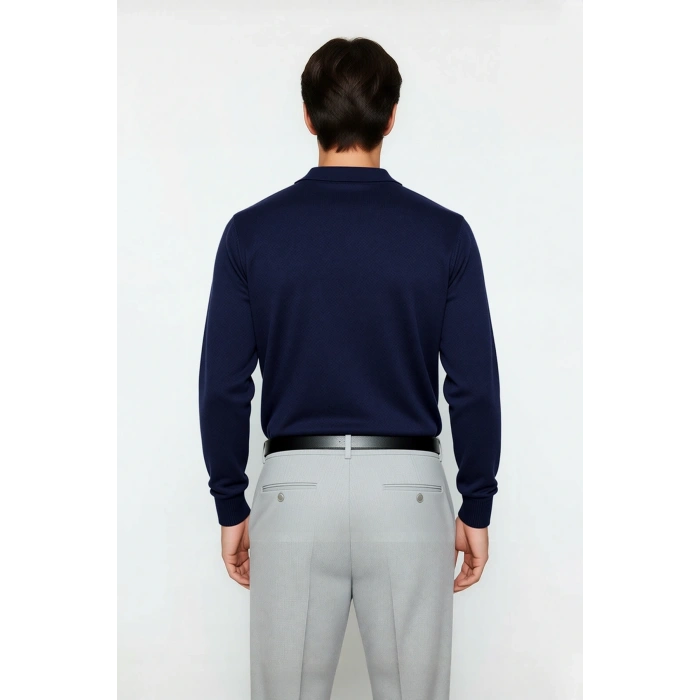 Erkek Regular Fit Düz Polo Yaka Triko Kazak İle Kışa Özel Şık Ve Konforlu Günler Kaliteli