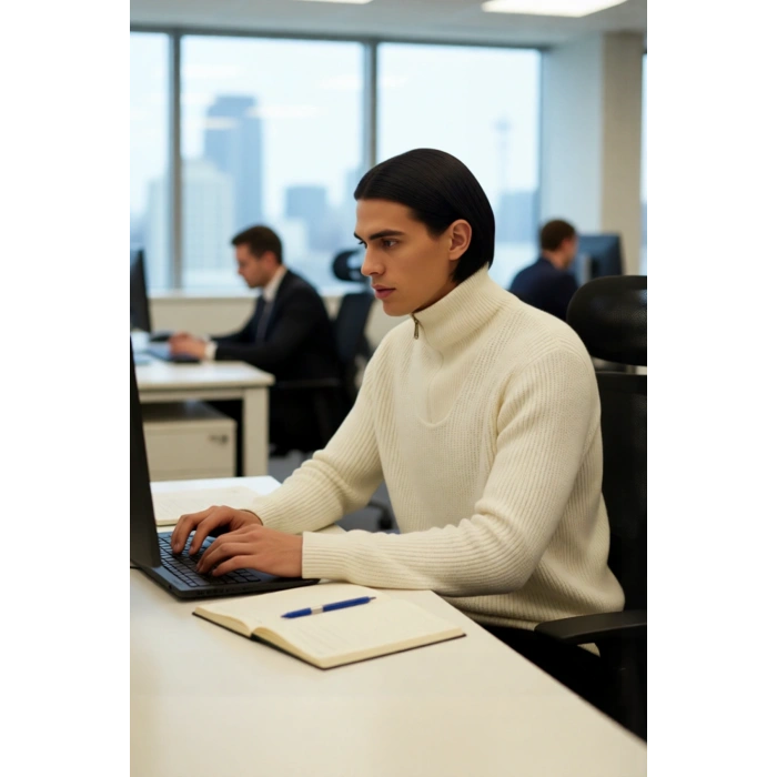 Erkek Regular Fit Fermuarlı Dik Yaka Kalın Triko Kazak Yünlü Karışım Kışlık Günlük Konfor İçin İdeal