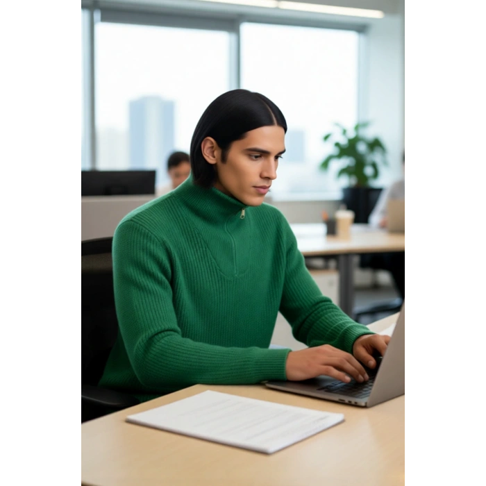 Erkek Regular Fit Fermuarlı Dik Yaka Kalın Triko Kazak Yünlü Karışım Kışlık Günlük Konfor İçin İdeal