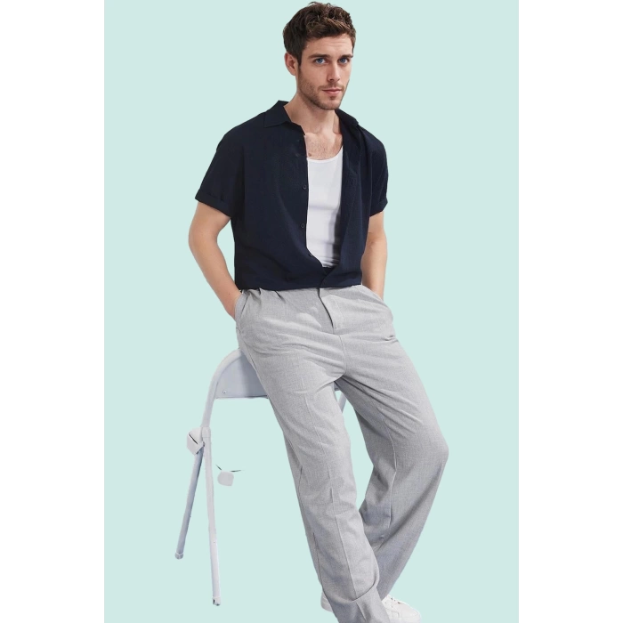 Erkek Regular Fit Gömlek Dokuma Kumaş Nefes Alabilir Yazlık Günlük Kullanım Modern Tasarım