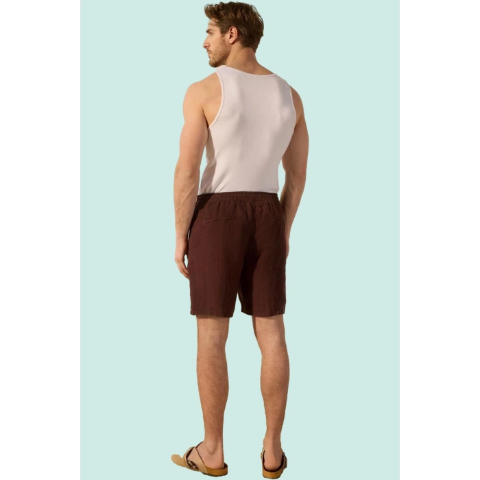 Erkek Regular Fit Keten Şort Rengi Boru Paça Yaz Aylarının Vazgeçilmezi Stilin Buluştuğu Yer