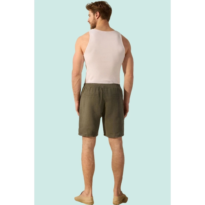 Erkek Regular Fit Keten Şort Rengi Boru Paça Yaz Aylarının Vazgeçilmezi Stilin Buluştuğu Yer