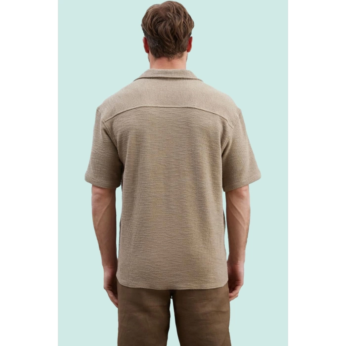 Erkek Regular Fit Kısa Kollu Dokulu Gömlek Rahat Günlük Yaz Hafta Sonu Stilin Buluştuğu Yer