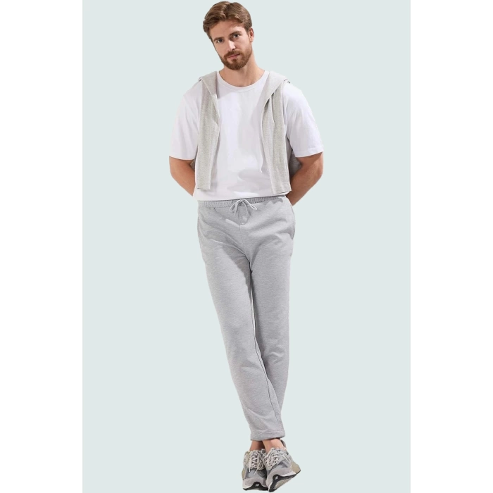 Erkek Regular Fit Rahat Beli Lastikli Duble Paça Pantolon Dokuma Kumaş Günlük Kullanım Hafta Sonu