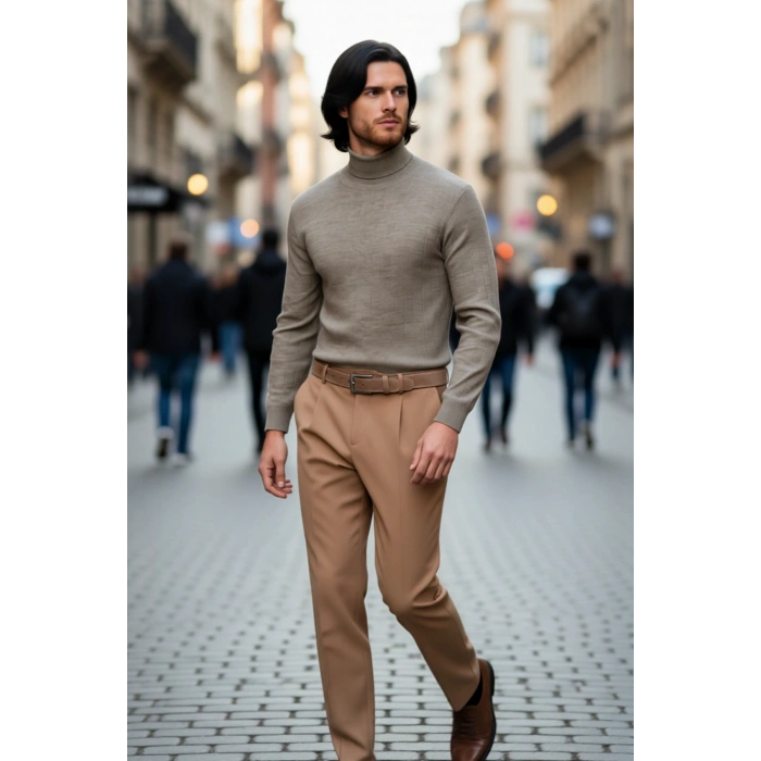 Erkek Regular Fit Triko Balıkçı Yaka Kazak Modern Ve Şık Görünümüyle Gardırobunuzun Vazgeçilmezi