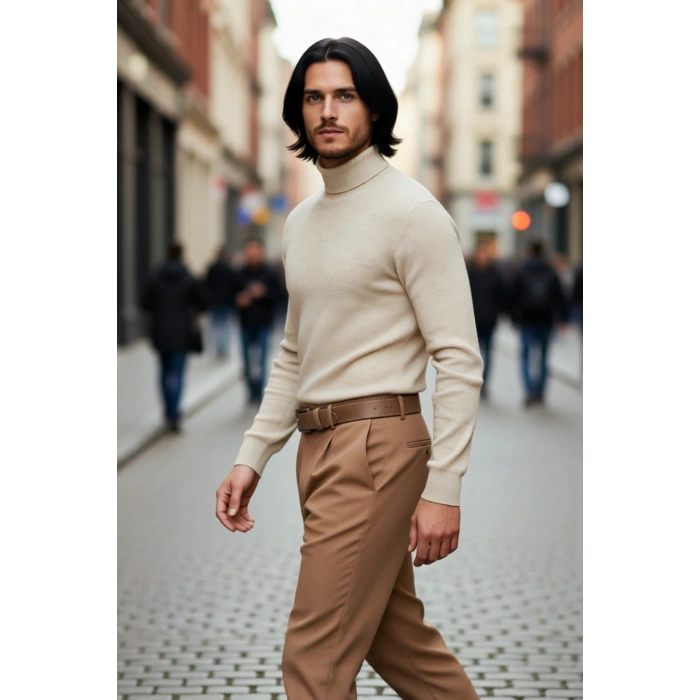 Erkek Regular Fit Triko Balıkçı Yaka Kazak Modern Ve Şık Görünümüyle Gardırobunuzun Vazgeçilmezi